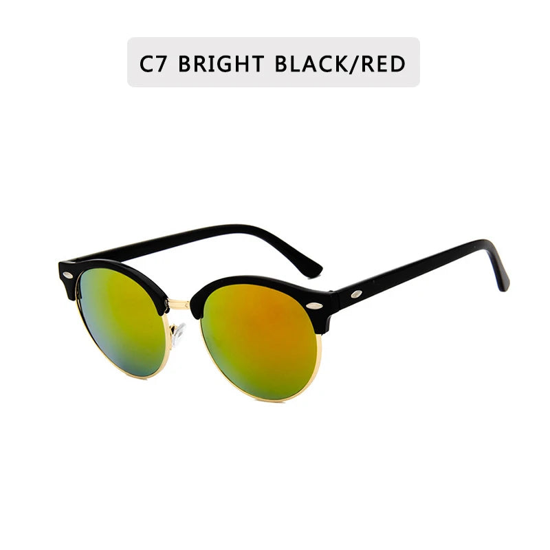 Retro Semi Rimless Sunglasses Men Women Brand Designer Half Frame Sun Glasses Classic Vintage Oculos De Sol UV400