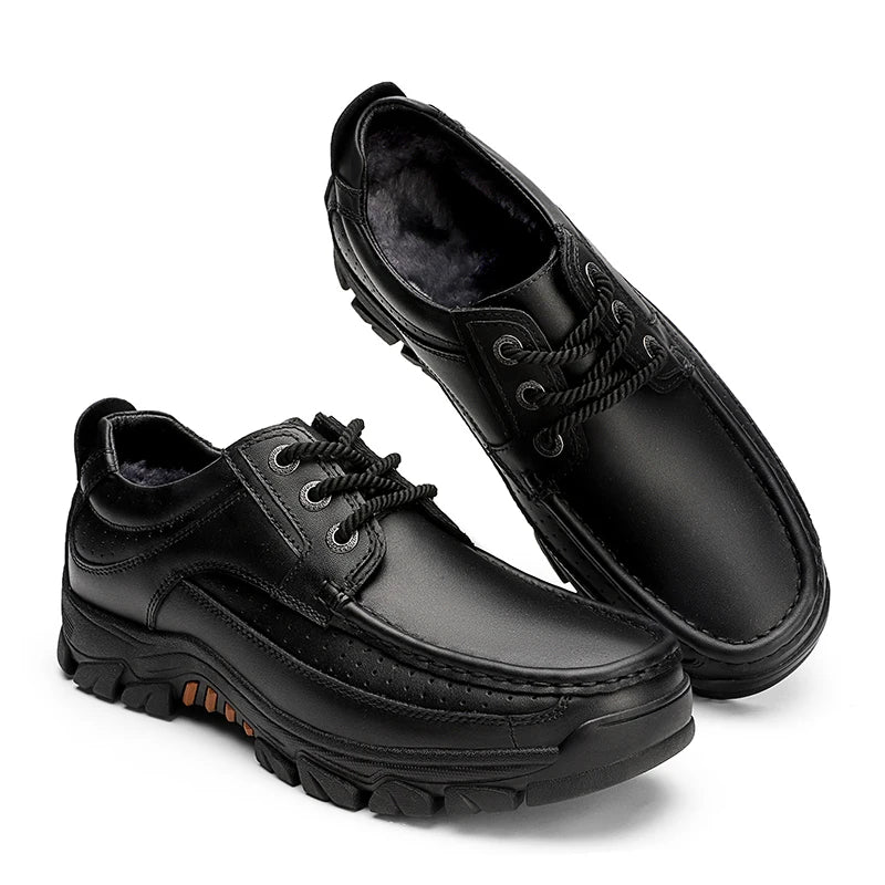 Pravá kožená venkovní příležitostná muži boty dospělé černé hnědé velké velké velikosti 47 48 podzimní zimní opotřebení