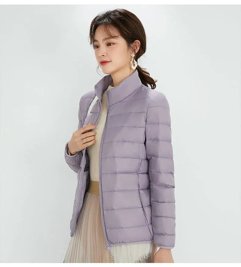 Woman High Quality Ultra Light 90% White Duck Down Jackets Women Long Sleeve Parkas Soft Fabric Short Tops Coat Windbreaker 4XL