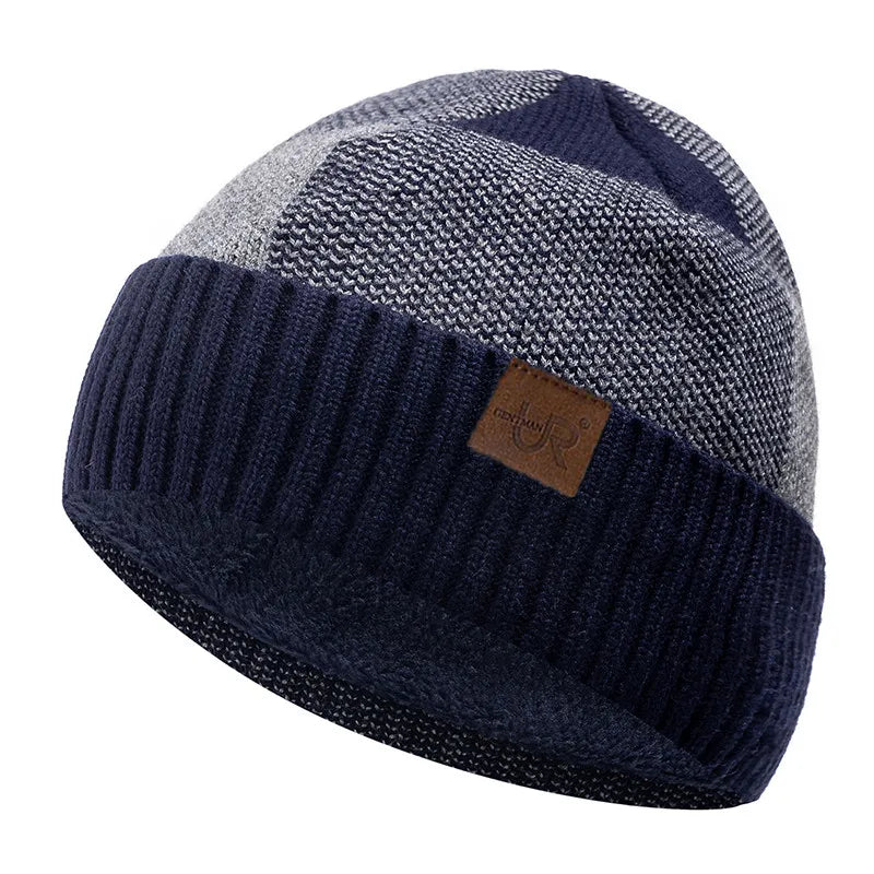 New Unisex Winter Hat Add Fleece Warm Cap Lattice Stitching Soft Beanie Hat For Men Women Outdoor Thicken Ski Sports Knitted Hat