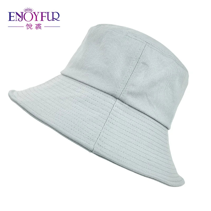 ENJOYFUR Summer Cotton Bucket Hat For Women Hip Hop Outdoor Caps Fishermen Sun hats