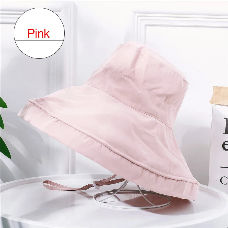 K22 Bucket Hat Fashion All-match Women's Panama Summer Hat Big Brim Sun Hat Double-Sided Fisherman Hat Sun Protection Sun Visor