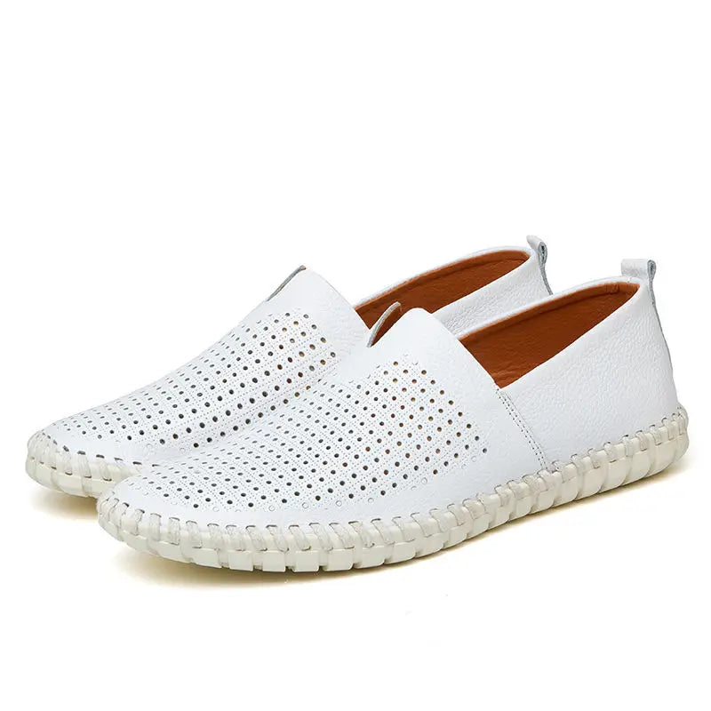 Size 48 49 Genuine Leather Flat Shoes Men Casual White Cowhide Sneaker Male Comfy Driving Loafers Business Dress Shoes Moccasins