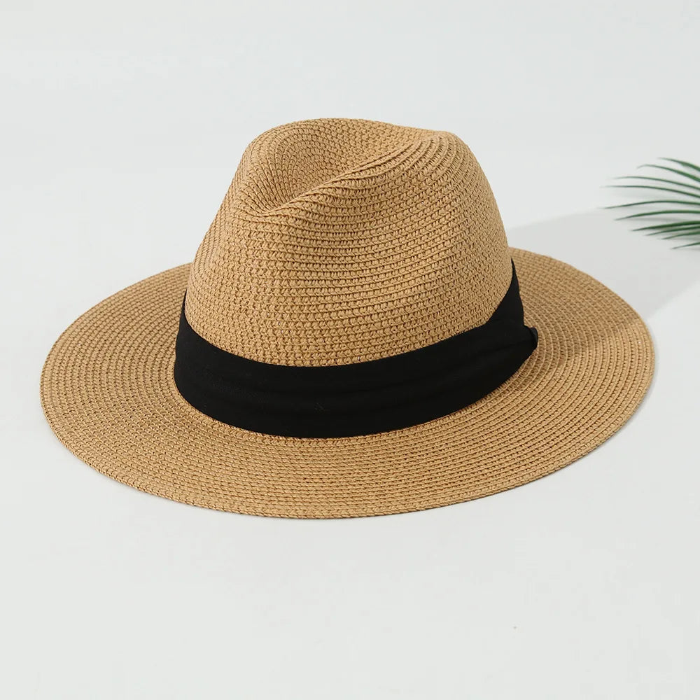 USPOP Men’s Foldable Paper Straw Sun Hat Unisex Wide Brim Summer Panama Hat for Beach Travel Outdoor UV Protection 2 Sizes (M/L)