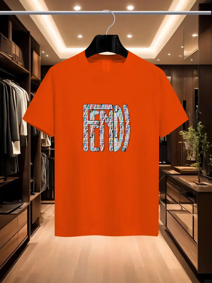 2025 Summer Men's luxury fashion International FD letter brand printed T-shirt, pure cotton round neck urban casual trendy Y2K h