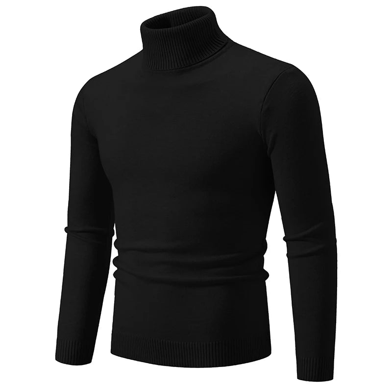 New Winter Turtleneck Thick Mens Sweaters Casual Turtle Neck Solid Color Quality Warm Slim Turtleneck Sweaters Pullover Men
