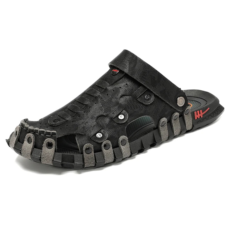 Large Handmade Men's Shoes Outdoor Beach Shoes Fashion Slippers Summer Breathable Sandals Driving Flat Shoes 39-46