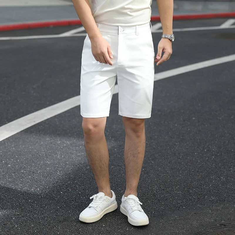 10 Models Men's Summer Thin Fashion Business Casual Suit Pants shorts Men's High Elastic Sexy Skinny Shorts Plus Size 30-40