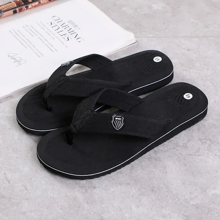Casual Slippers For Men Flip Flops Beach Sandals Summer Non-Slip Fashion Flat Slides Outdoor Slippers Indoor House Shoes Male
