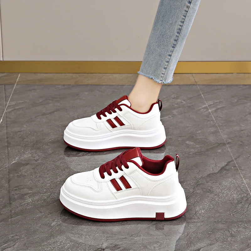 Women Platform Shoes Spring Autumn Casual Patchwork Leather Sneakers Girls Thick Bottom Vulcanised Shoes Ladies Chaussure Femme