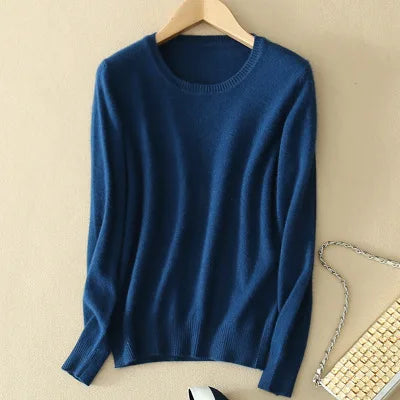 2025 Autumn Winter Sweater Women Long Sleeve O-neck Knit Tops Solid Slim Fit Bottoming Shirt Korean Fashion Pullovers Knitwears