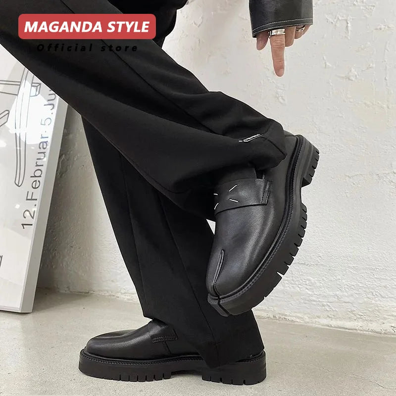 Maganda Tabi Shoes Loafer for Men and Women Split Toe Thick Sole Casual Leather Shoes