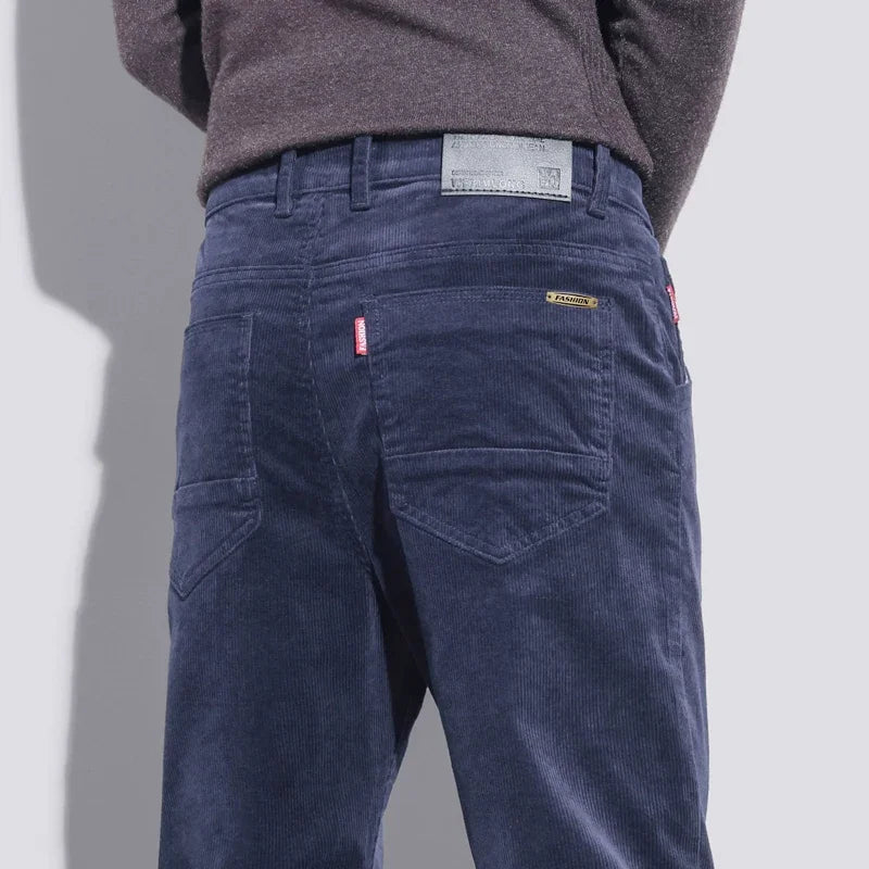 KUBRO High Quality Corduroy Fabric Men's Business Casual Trousers Autumn Korean Style Small Straight Slim Versatile Cargo Pants