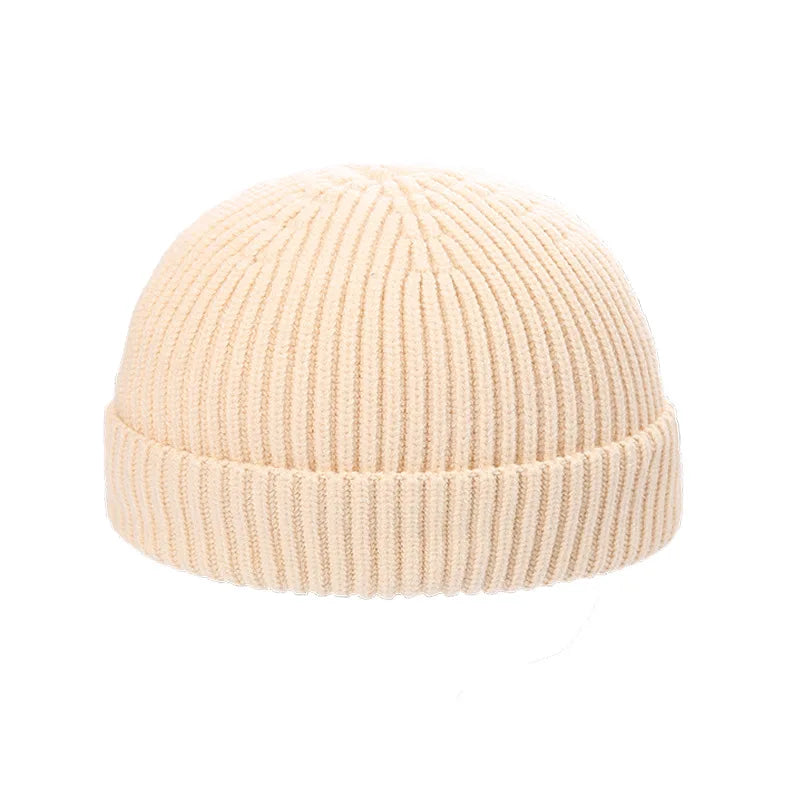 Autumn Winter Short Warm Melon Hat Men Knitted Round Top Brimless Cold Hat Women Street hip-hop Wool Beanie