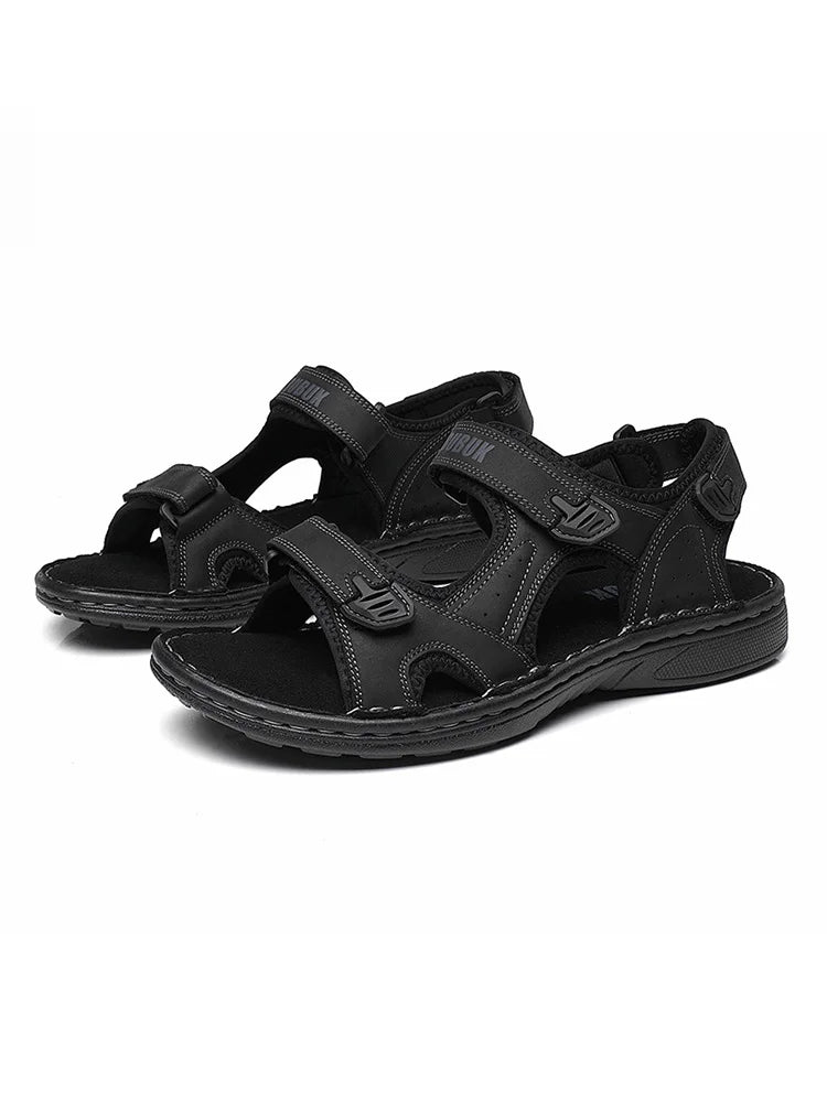 First-Layer Cowhide Men's Sports Sandals, Open-Toe Outdoor 防滑 Sandals, Casual Men's Shoes, Outdoor Fashion Beach Shoes, Li