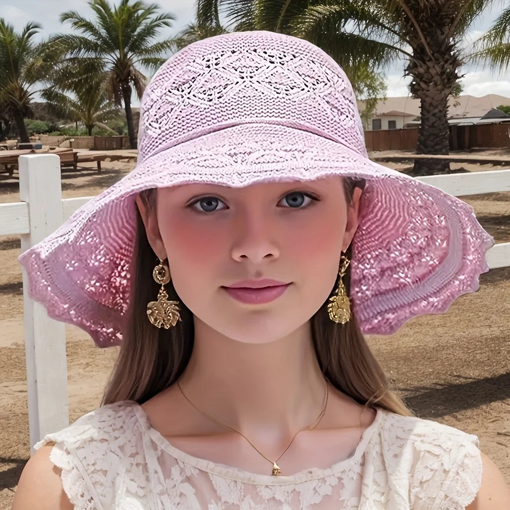 1PC/2PCS Eleganten ženski sončni klobuk, dihajoči zložljivi široko robni klobuk, ročno pralno, poletno veliko robov potovalno sončno klobuk