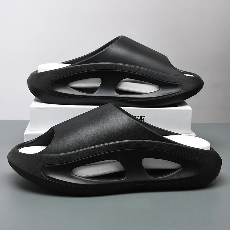 Comwarm New Summer Platform Slippers For Men Non-Slips Open Toe Flip Flops Men Fashion Beach Sandals Bathroom Slippers Outdoor