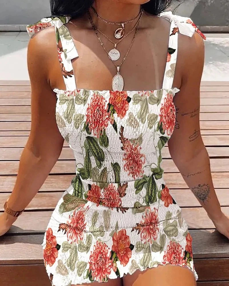 Summer Sexy Slim Print Dress Women Fashion Spaghetti Strap Elegant Package Hips Bodycon Mini Dresses Femlae Beach Party Dress