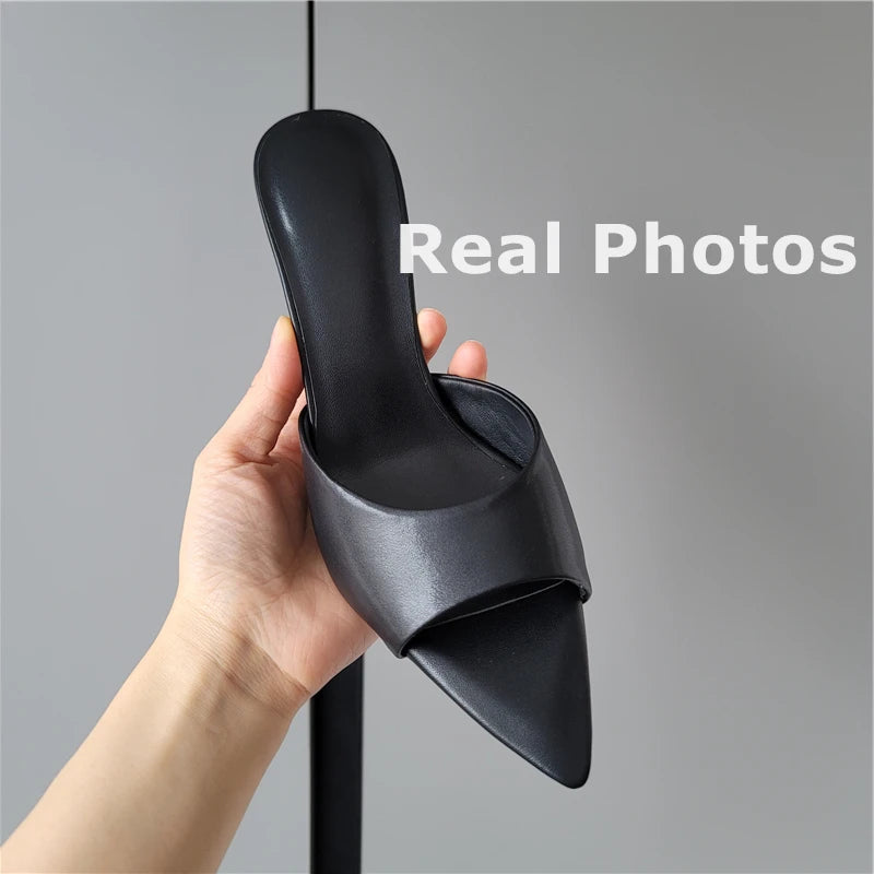 FEDONAS Women Genuine Leather High Heels Sandals Sexy Pointed Open Toe Party Wedding Summer Shoes Woman Soft Leather Prom Pumps