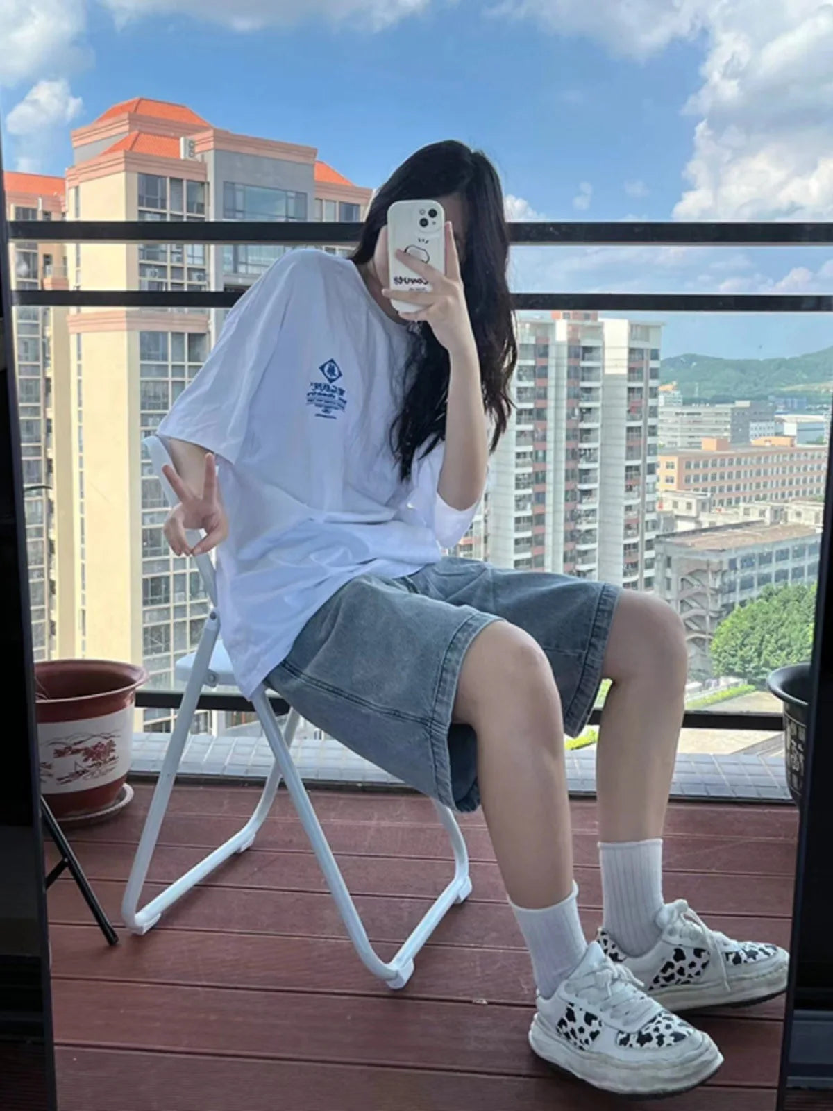 Kvinners sommer 2025 Slanking A-Line Loose Five-kvartal Jeans Orts High Widje Wide Leg Cool Feeling Denim Orts for Junior ...