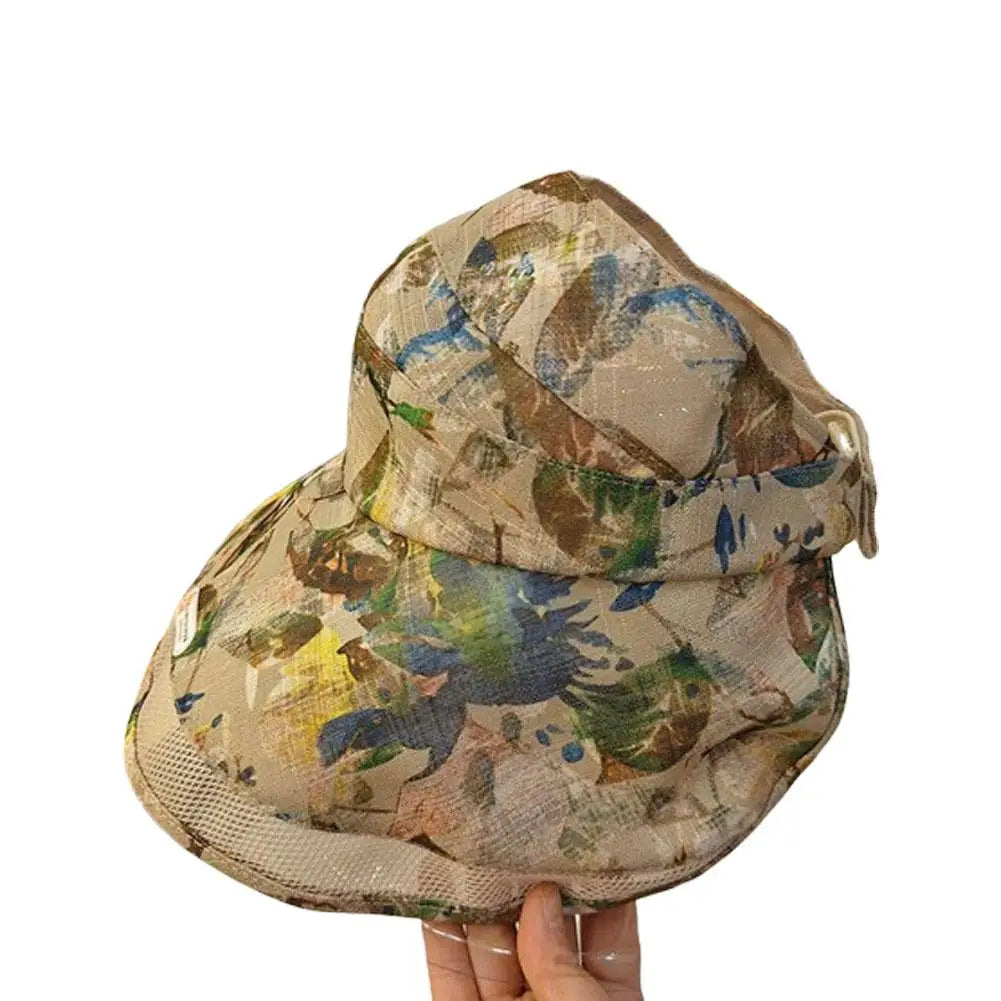 Women's Korean Style Large Brim Sun Hat Fisherman Hat Windproof Elegant Outdoor Sun Protection Comfortable Straw Hat