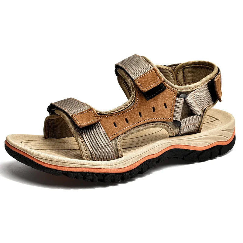 2025 Summer Mens Sandals Beach Leather Sandals for Men Gladiator Sandals Outdoor Sports Male Summer Shoes Plus Size 38-47