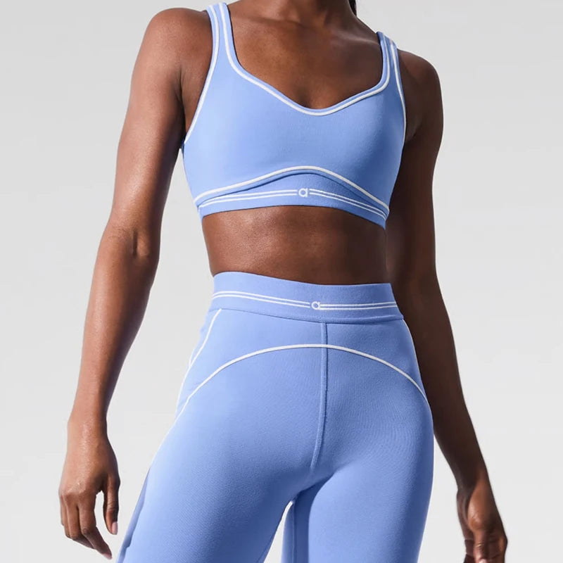 Women's Air Heart Throb Bra Legging Fitness Yoga Set Tight Pants Shoulder Straps Comfortable Bra Built in Chest Mat Sportswear