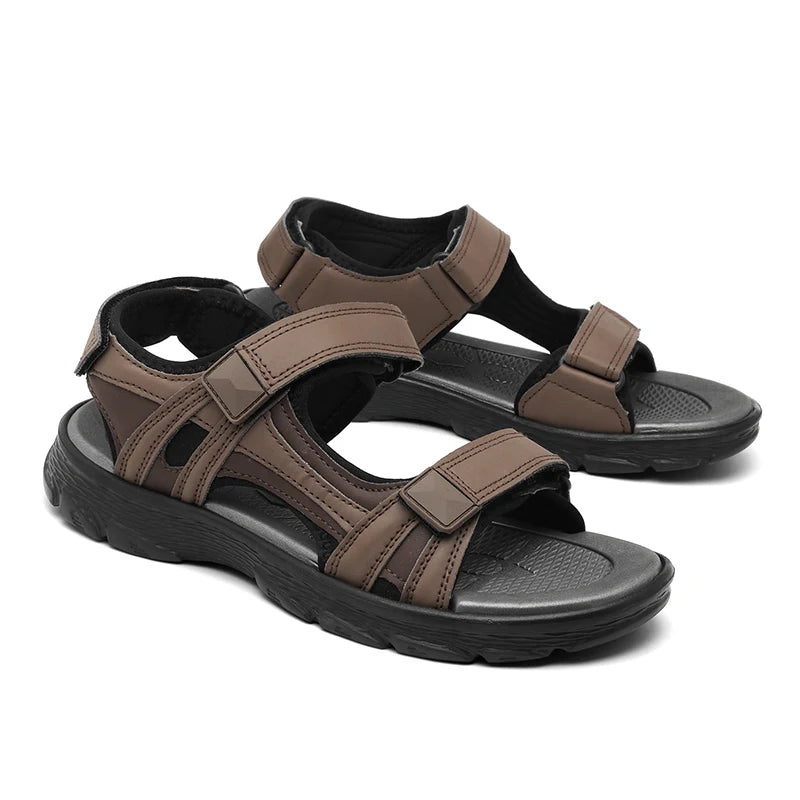 Mens Sports Sandals Outdoor Hiking Waterproof Beach Sports Mens Sandals Summer Open Toe Adjustable Laces