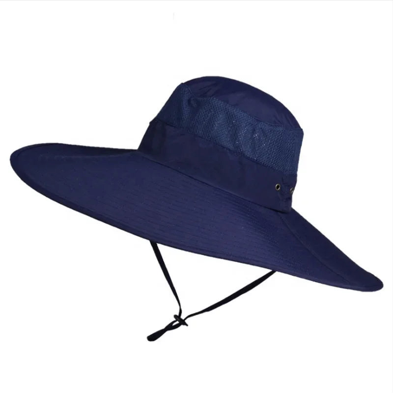 Men 15cm Wide Large Brim Sun Hat Bucket Hat Quick Drying UV Protection Fishing Hat Summer New Outdoor Waterproof Fisherman Cap