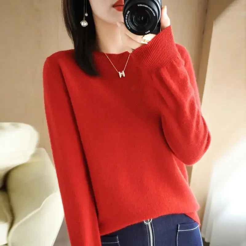 2025 Women Sweater Spring Autumn Long Sleeve O-neck Pullovers Warm Bottoming Shirts Korean Fashion Sweater Knitwear Soft Jumpers