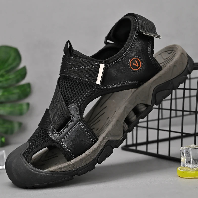 Summer Men Sandals Genuine Leather Mens Casual Shoes Outdoor Men Leather Sandals for Men Beach Shoes Roman mens Shoes brand