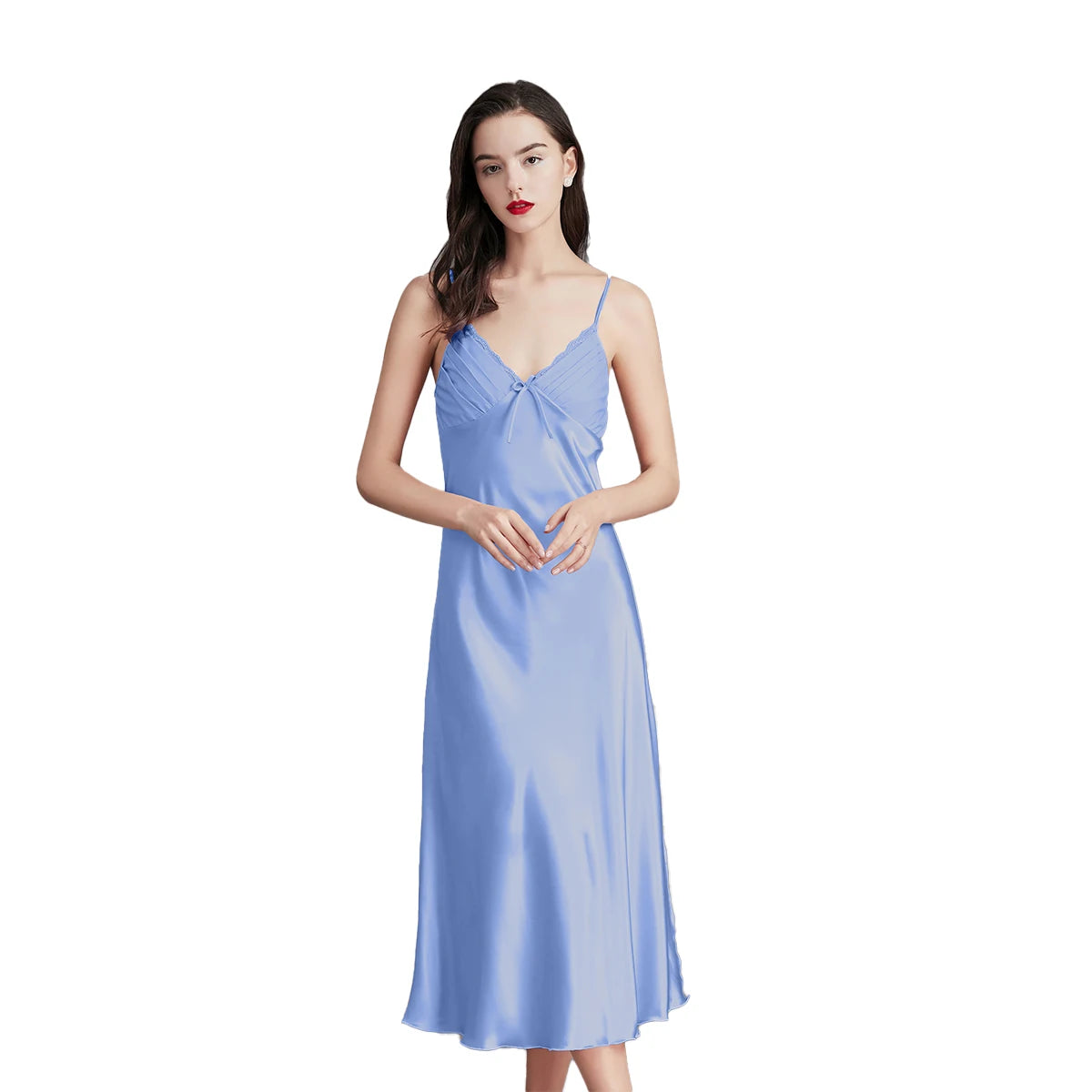 Nightgowns For Women Long Sleeveless Night Gowns Satin Silk Chemise Lingerie Slip Dress Sexy Nightwear Sleep Shirt for Ladies