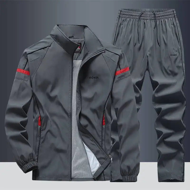 2025 rento tuulenpitävä juoksusarjat urheiluvaatteet miesten lenkkeilyurheilutakki+housut hikipuku plus koko hengittävä harjoitusvaatteet