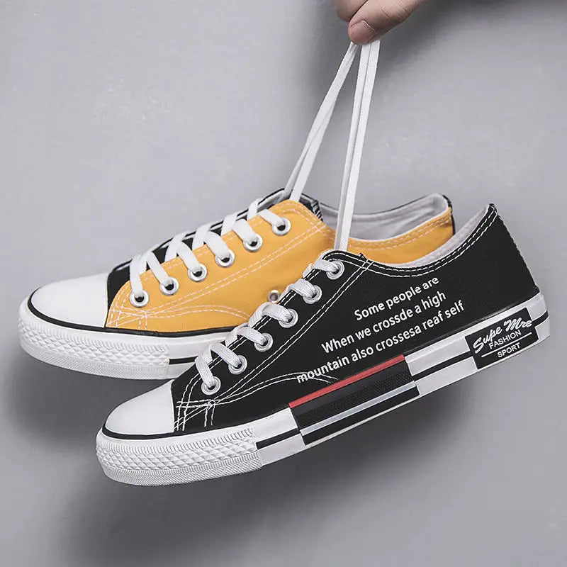 High Top Men's Sport Shoes Summer Canvas Sneakers Designer Two-Tone Espadrilles Vulcan Shoes Male's Luxury Sneakers