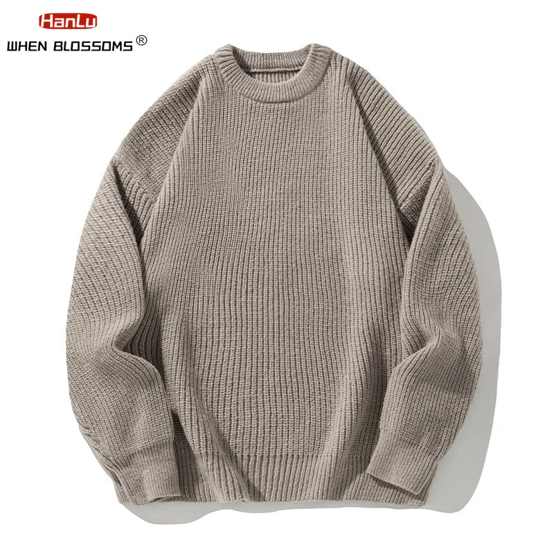 2023 Autumn Winter New Sweater Women's Men's Green Knitted pullover Basic Solid Color Loose Black White Sweater Coats Warm Tops