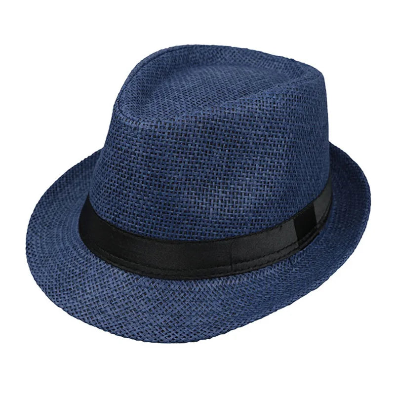 Spring Summer Parent Child Linen Straw Breathable Cap Men's Travel Sunscreen Ribbon Decoration Sunshade Jazz Top Sun Hat F58