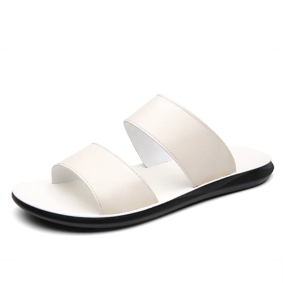 Slippers for Men High Quality Leather Casual Shoes Men Flat Sandals Fashion Outdoor Non Slip Beach Shoes Summer Men's Flip Flops