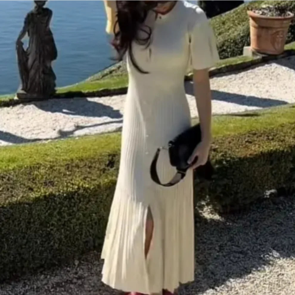 Nejnovější letní jedinečné šaty pro pletené oblečení Ženy s krátkým rukávem s jedním řádkem Slim Mermaid Dresses Vysoce kvalitní 5230191