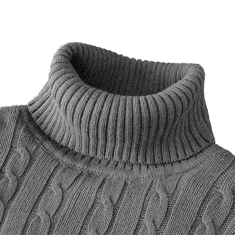 Ny turtleneck -genser Casual Men's Rollneck Knittede genser Keep Warm Men Jumper Woolen Sweater