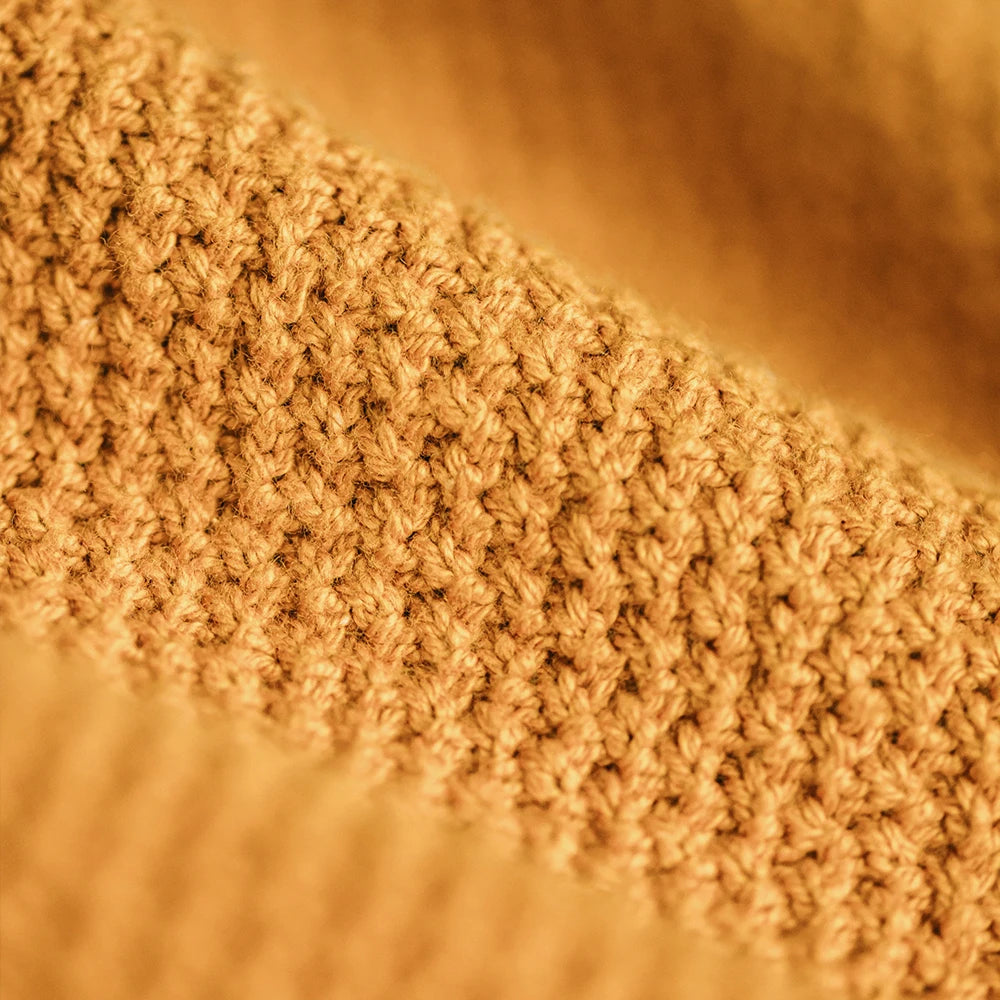 Maden New Vintage Half - Turtleck Knitted Sweater Yellow Base Warstwa Pullover ciepłe wewnętrzne zużycie na jesienne i zimowe topy