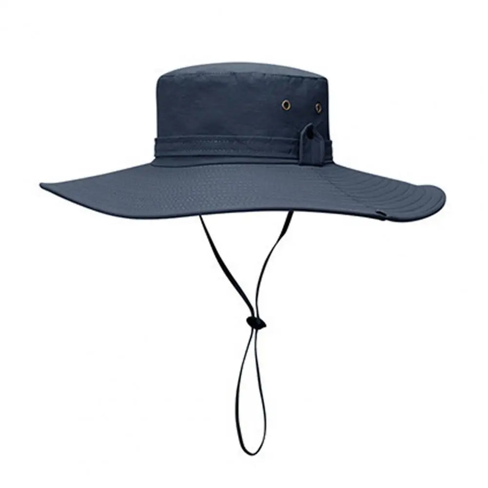 Fisherman Hat Wide Brim Solid Color Lace-Up Design Men Women Outdoor Hat Versatile Sun Protection Basin Hat
