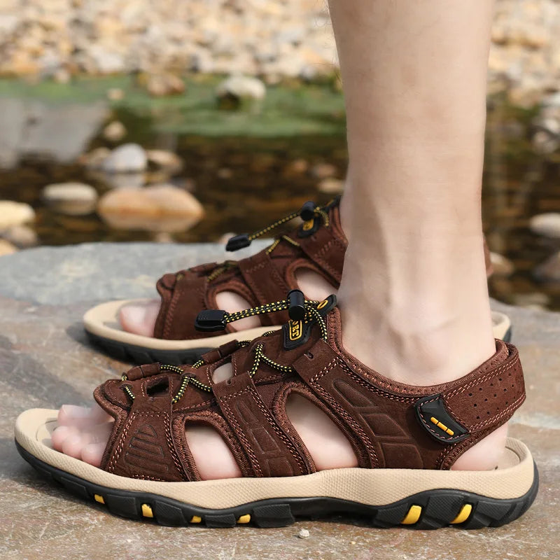 2025 Summer New High-End Trendy Men's Casual Sandals | Large Size 46-47 Outdoor Sports Non-Slip Beach Shoes