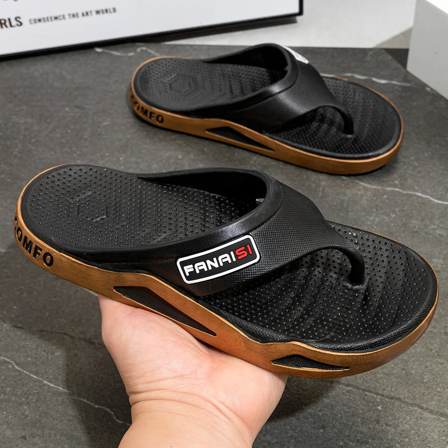 Sommer menns tøfler Mote innendørs bad Anti-skli Anti-ound Myk sålepar Sandaler Comfort Outdoor Beach Flip Flops