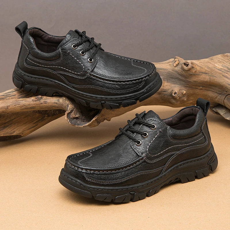 2025 Ručně vyráběná pravá kožená kožená bota | Měkká podrážka neklouzavé prodyšné lehké ploché leafortní mokasíny