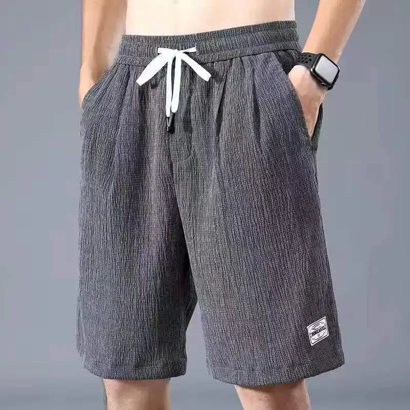 Pantaloni scurți casual de mătase pentru bărbați, în stil de vară, în stil de vară, pantaloni mari versatili pentru bărbați lenjerie confortabilă