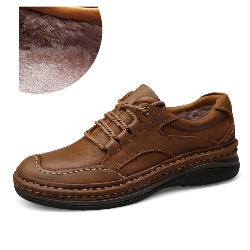 Мъже истински кожени обувки Бизнес официални обувки 100% крава кожа дишаща маратонка планински пешеходни обувки 2019 Нови кожени маратонки