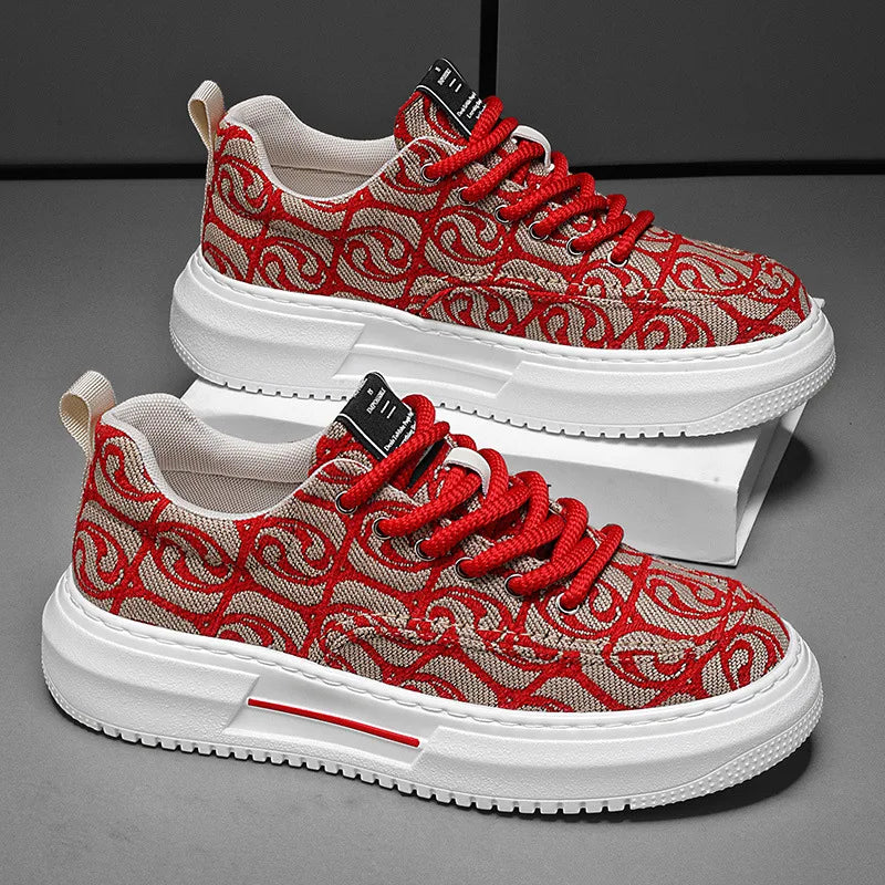 Sneakers Men New Fashion Prints Men's Platform Canvas Shoes Low Top Designer Casual Loafers Flat Vulcanized Shoes Men Footwear