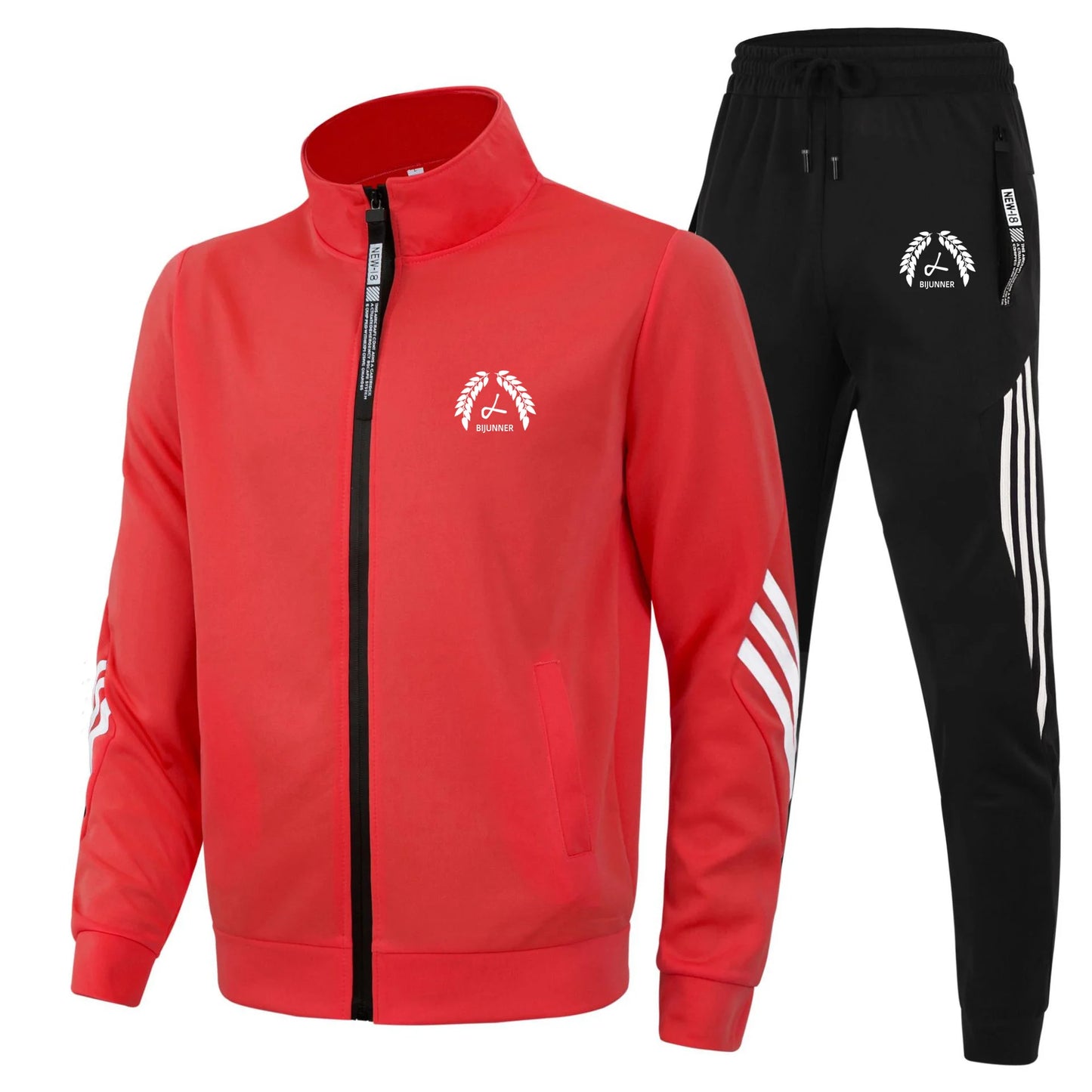 2024 New Men Running 2-piece Sets Zip Up Cardigan Stand Collar Jacket Sweatshirt+pants Sets Unisex Sportswear Spring AUtumn