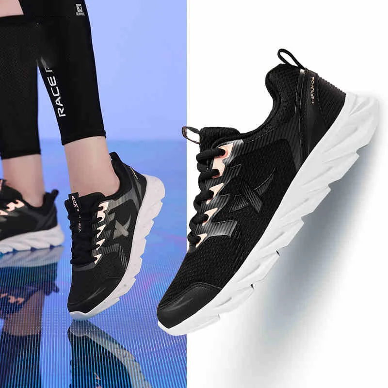 Xtep Running Shoes Non-Slip Soft Women's Sports Shoes Leather Upper Shock Absorption Female Sneakers For Women 879318110073