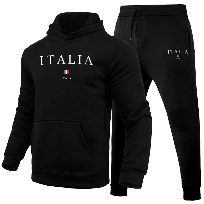 Italy Fashion Tracksuit for Man High Quality Hooded Sweatshirts Sweatpants Autumn Winter Casual Sports Jogging Suits Gym Outfits